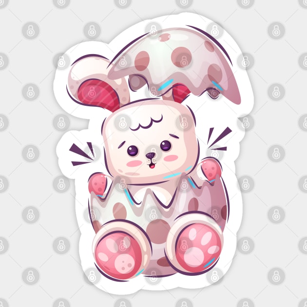 Cute Rabbit In An Egg Sticker by P-ashion Tee
